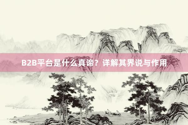 B2B平台是什么真谛？详解其界说与作用